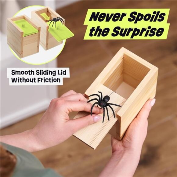 Spider Prank Box- Funny Wooden Box Toy Spider Prank, Hilarious April Fools Day - Picture 5 of 7